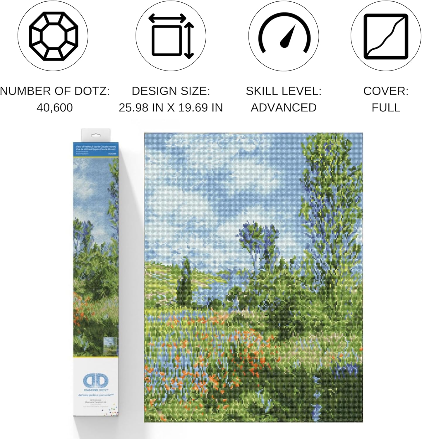 DIAMON DOT Vie o Vetheui (Apre Claud Monet Landscap Diamon Paintin Kit fo Adult Diamon Ar Kit Relaxin Creativ Craf Ki wit Dot Gem 26inchx19.7inch
