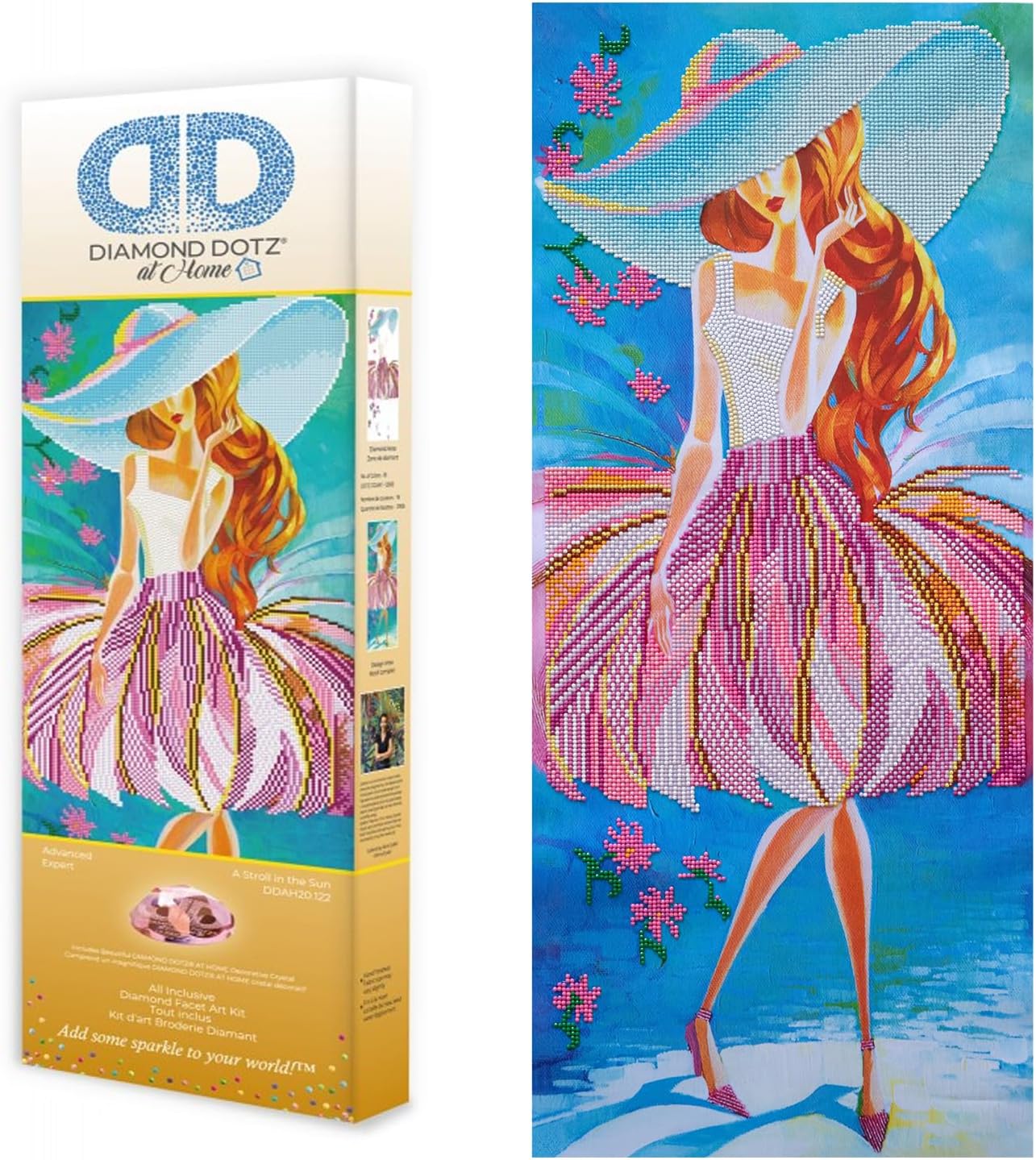 DIAMON DOT a Hom  Strol i Th Sun Partia Drill Roun Dotz Diamon Paintin Kits Diamon Ar Kit fo Adults Ge Art Diamon Art 13inchx30inch
