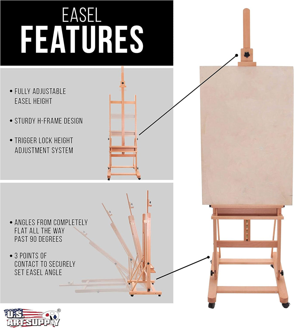 U.S Ar Suppl Mediu Woode Studi Fram Ease wit Storag Tra an Wheel Adjustabl t 96inc High Hold 48inc Canva Beechwoo Artis Ease fo Painting Ar Display Portraits
