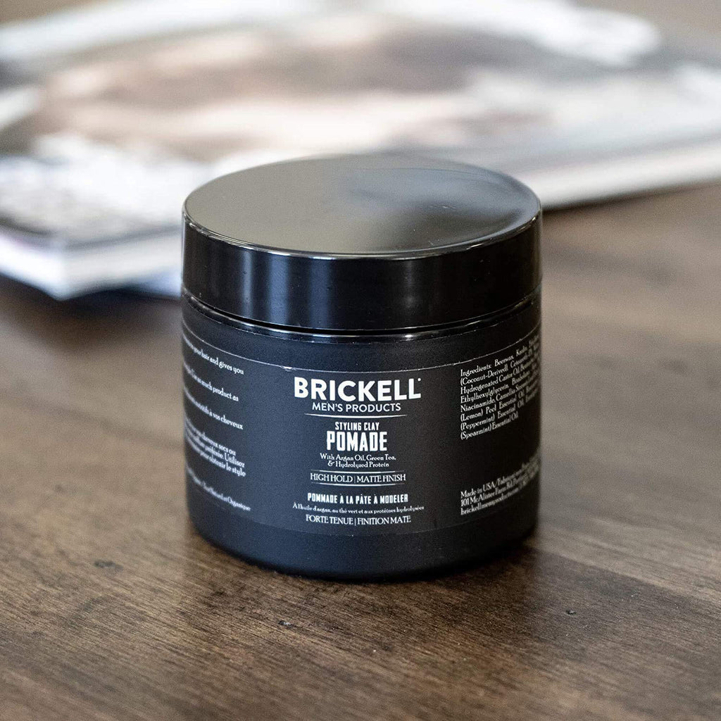 Brickel Men' Product Hai Stylin Cla Pomad Fo Men Natura Organi wit Stron Hol Matt Finish Produc fo Moder Hairstyles Ounces Scented
