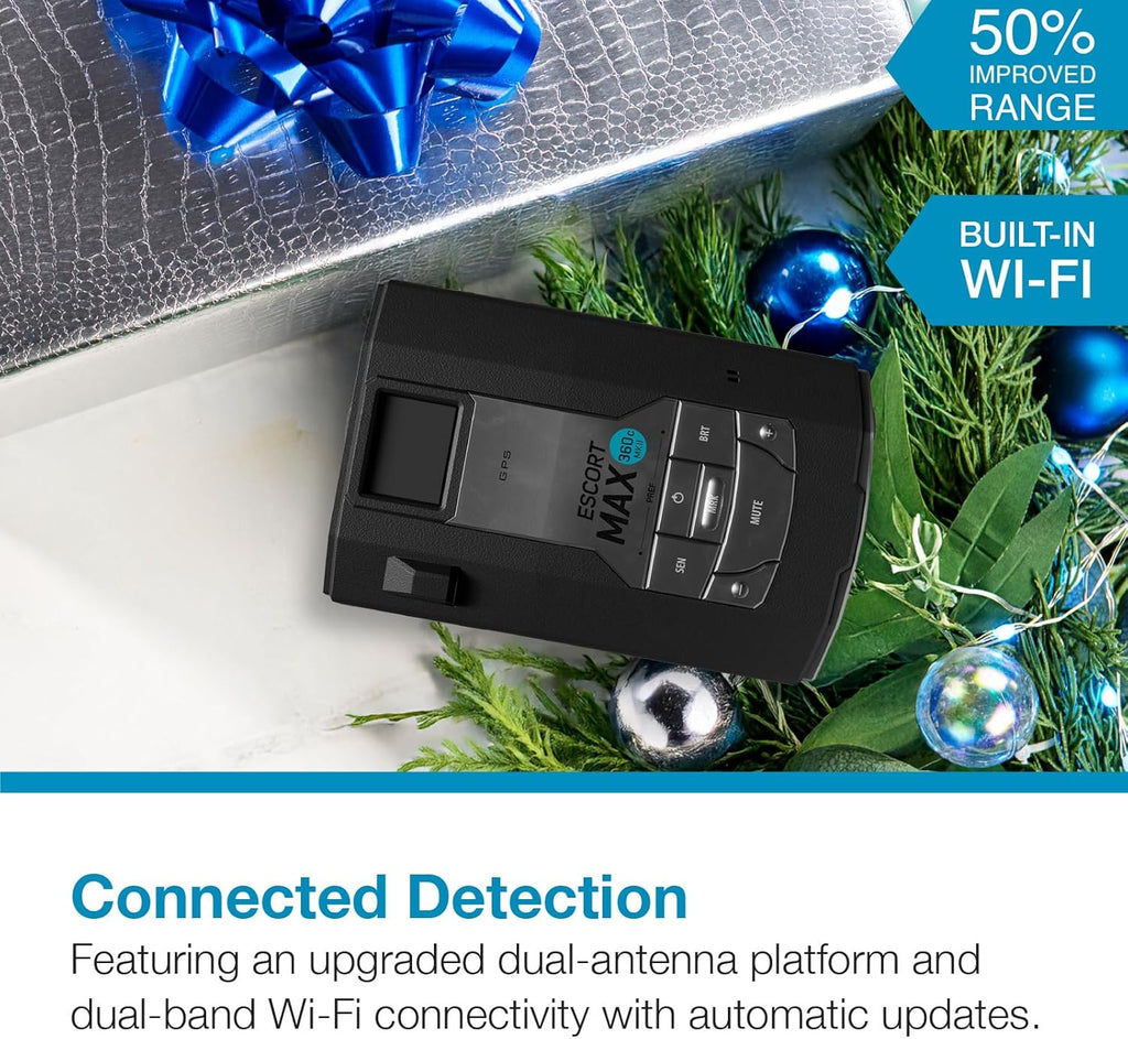 Escort MAX 360c MKII Laser Radar Detector - Dual-Band Wi-Fi and Bluetooth Enabled, 360¡ã Directional Arrows, Exceptional Range, Shared Alerts, Apple CarPlay and Android Auto Compatible, Black