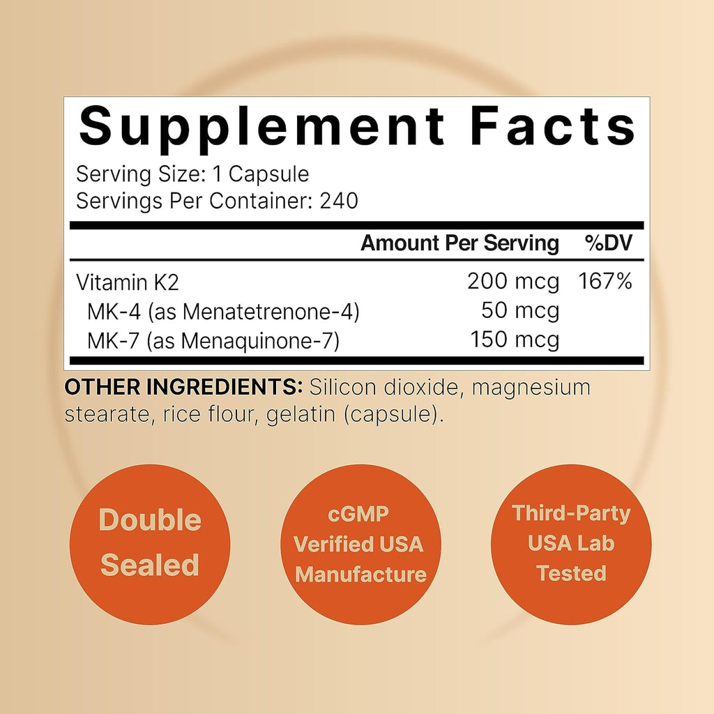 NatureBel Ful Spectru Vitami K Supplemen wit MK- MK-4 20 mcg 24 Capsule  i Formula Vitamin Comple Support Bone Joint an Hear Healt Non-GMO