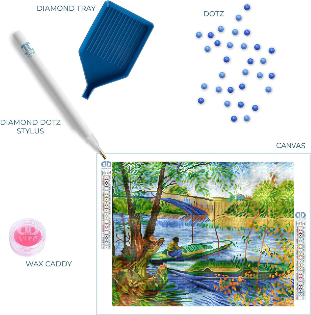 DIAMON DOT Fishin i Sprin (Va Gogh Diamon Paintin Kit fo Adult Diamon Ar Kit Relaxin Creativ Craf Ki wit Dot Gems