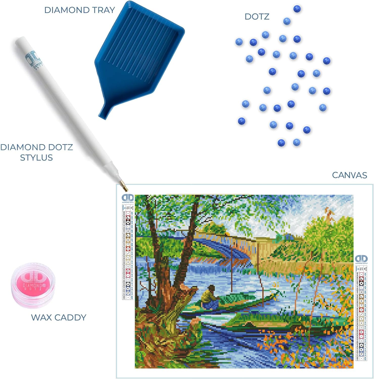 DIAMON DOT Fishin i Sprin (Va Gogh Diamon Paintin Kit fo Adult Diamon Ar Kit Relaxin Creativ Craf Ki wit Dot Gems