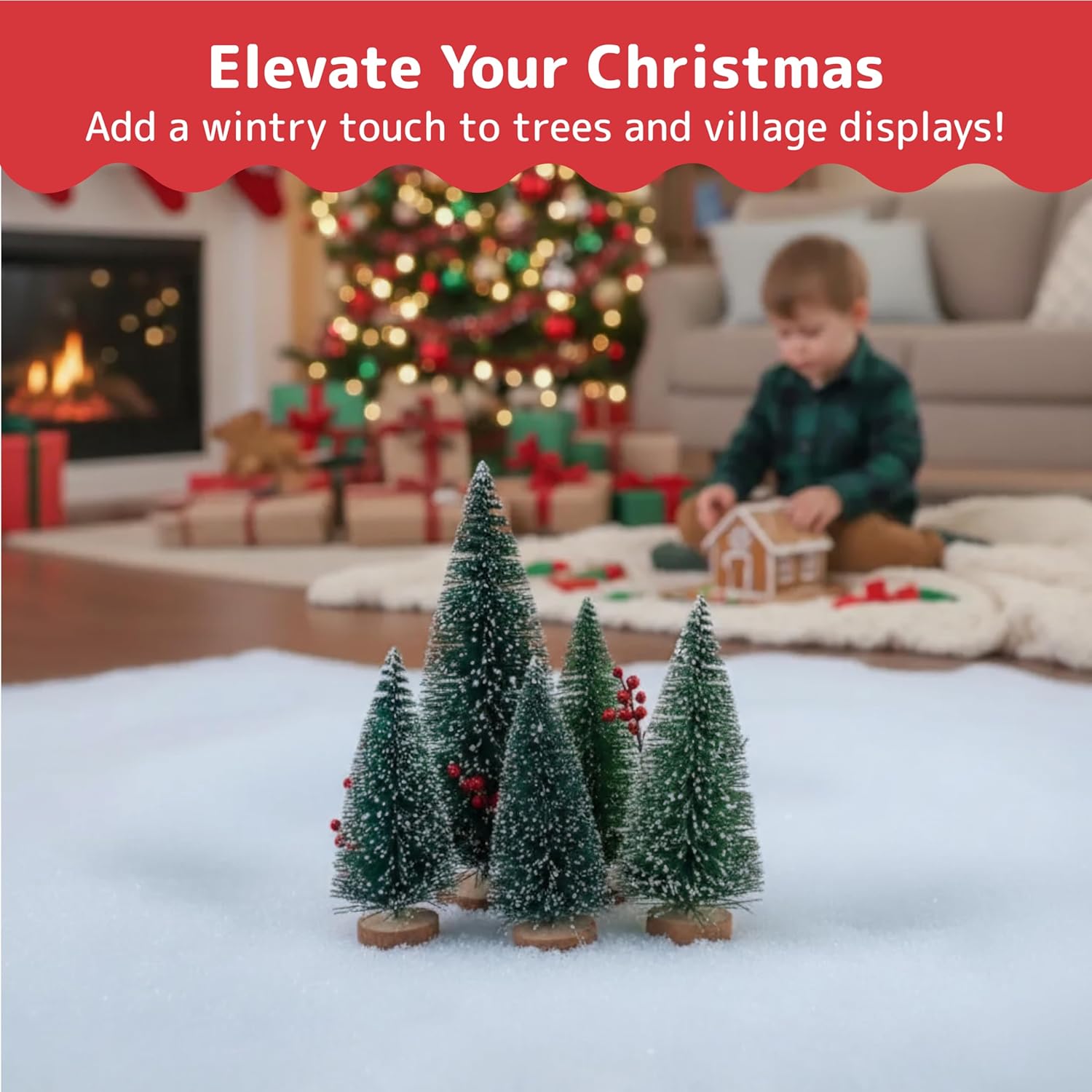 PREXTEX Artificial Snow Roll - Large Fluff for Christmas Village Displays, 94inchx31inch Tabletop D¨¦cor, and Winter Wonderland Party Scenes - Thick White Blanket for Holiday Backdrops and Festive Decoration