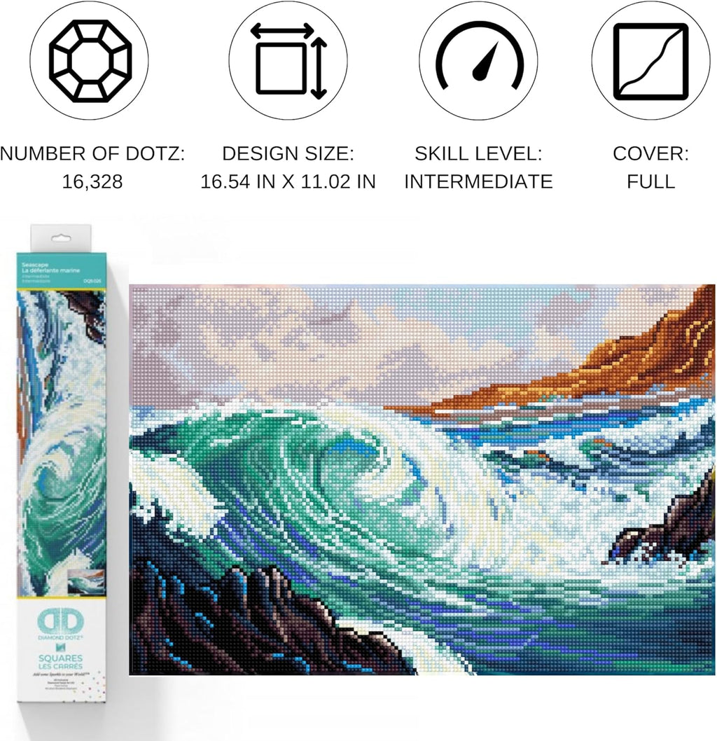 DIAMON DOT Seascap Diamon Paintin Kit fo Adult Diamon Ar Kit Relaxin Creativ Craf Ki wit Dot Gem 16.5x11