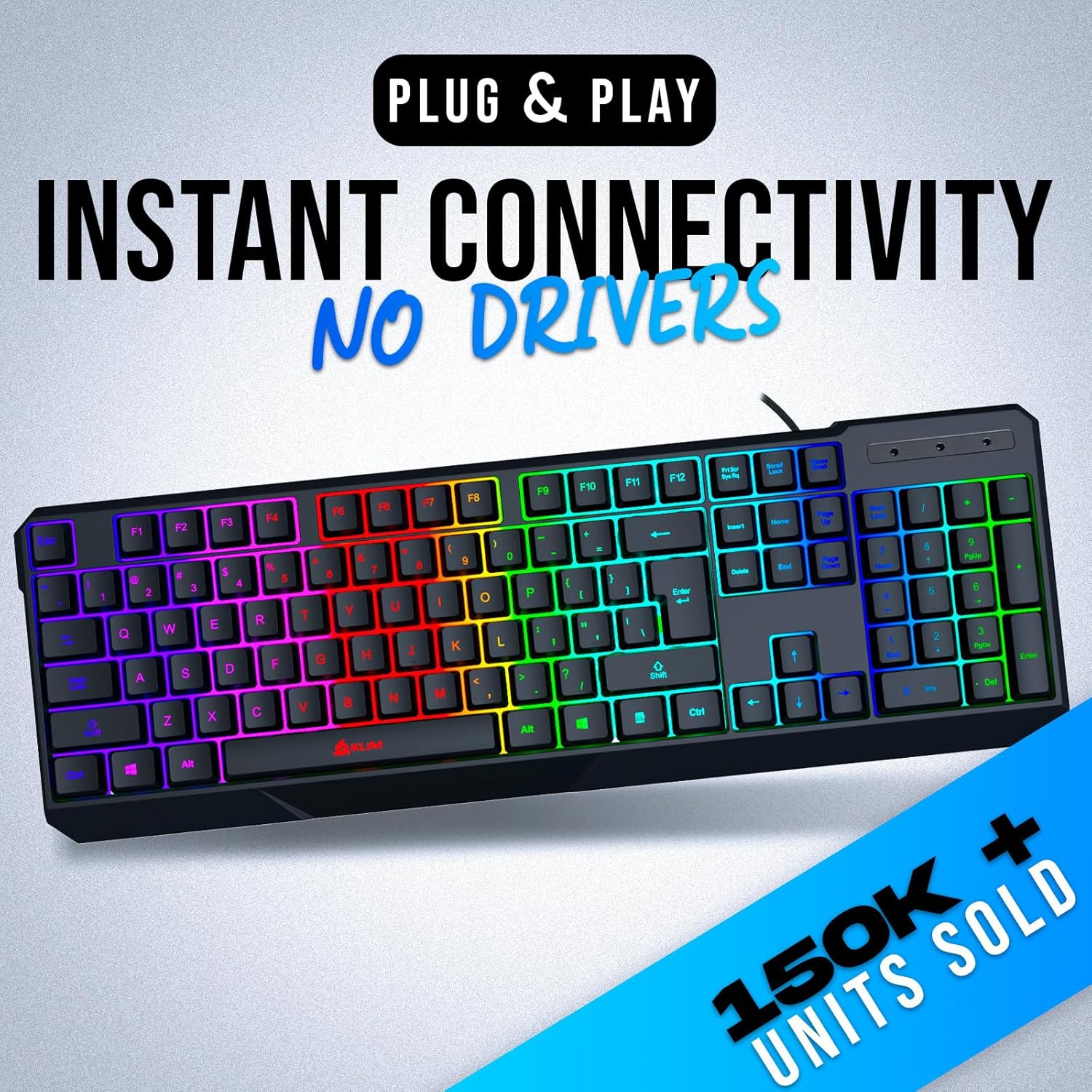 KLI Chrom US RG Gamin Keyboard Wire P Compute Keyboard Membrane Waterproo Durable m Response PS4/PS Ma Compatible