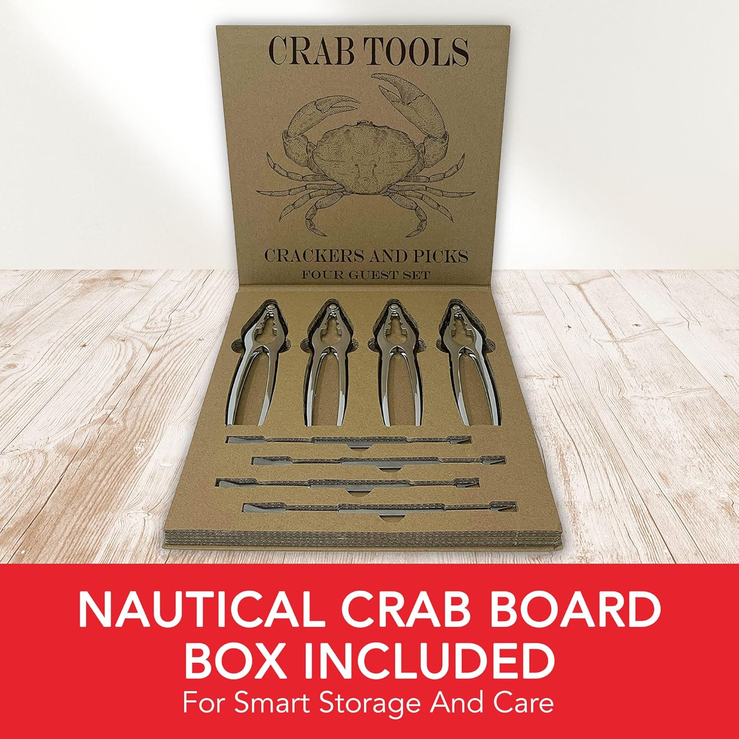 Crab Leg Crackers and Picks, Set of 4 Easy-to-Use Lobster Crackers & Stainless Steel Lobster Picks, Crab Crackers and Tools, Seafood Tool Kit by Smedley & York