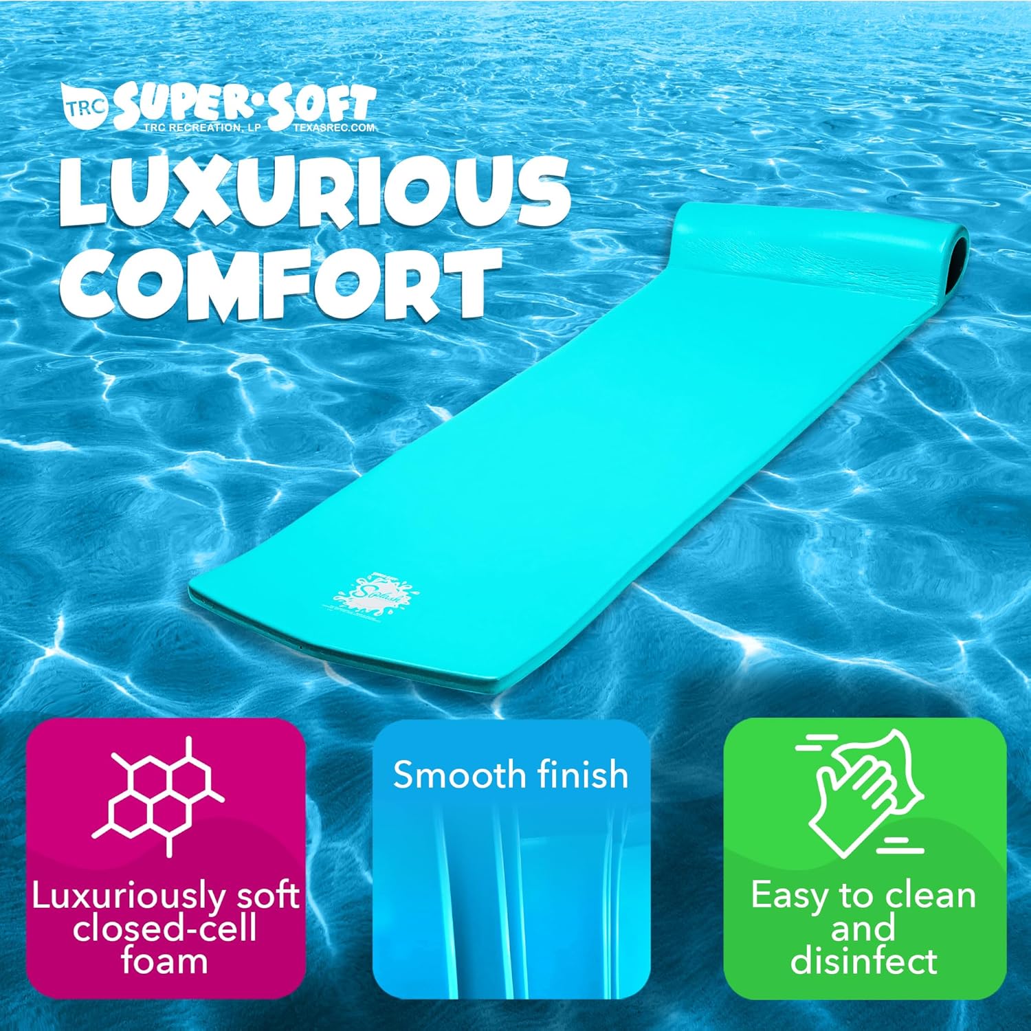 TRC Recreation Foam Swimming Pool Float, Floating Water Lounger, Splash 1.25¡±