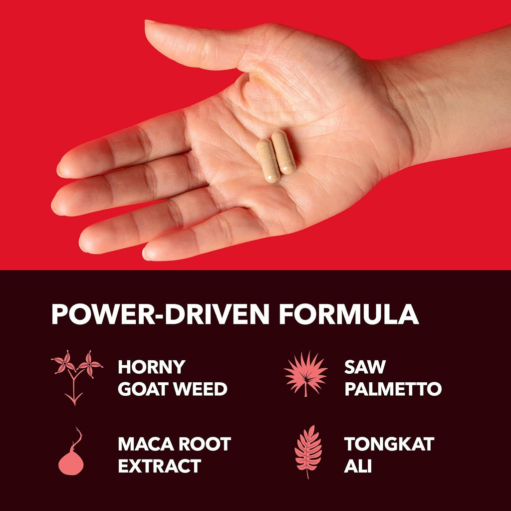 Unisex Horny Goat Weed Capsules for Men Women - Extra Strength Performance Energy Support with Tongkat Ali, Muira Puama, and Saw Palmetto - 10 Count - Herbal Supplement for Increased Endurance