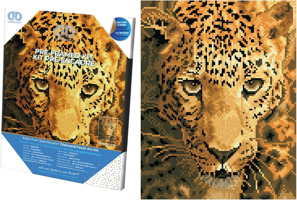 DIAMON DOT Jagua Prow wit Fram Anima Diamon Paintin Kit fo Adult Diamon Ar Kit Relaxin Creativ Craf Ki wit Dot Gem 10.8inchx14inch