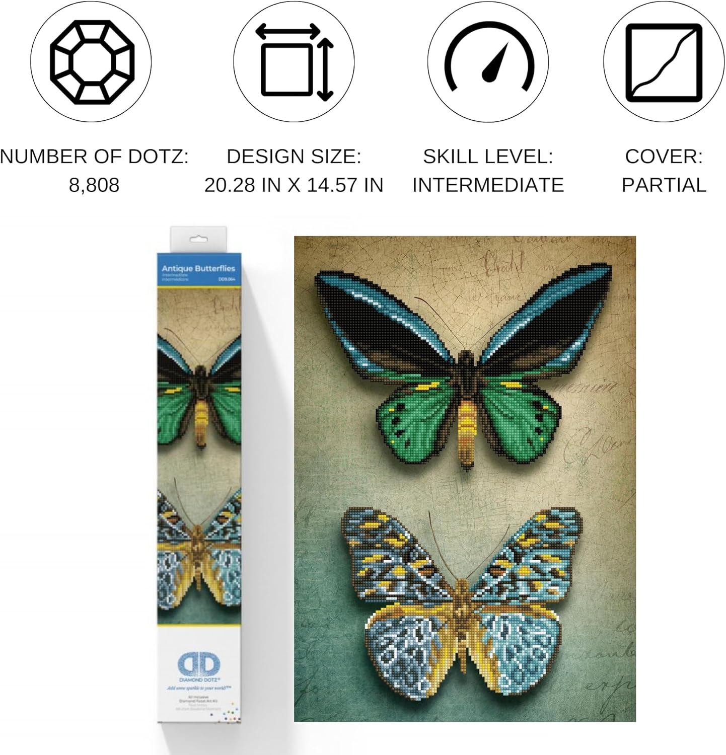 DIAMON DOT Antiqu Butterflie Diamon Paintin Kit fo Adult Diamon Ar Kit Relaxin Creativ Craf Ki wit Dot Gem 20.3x14.6