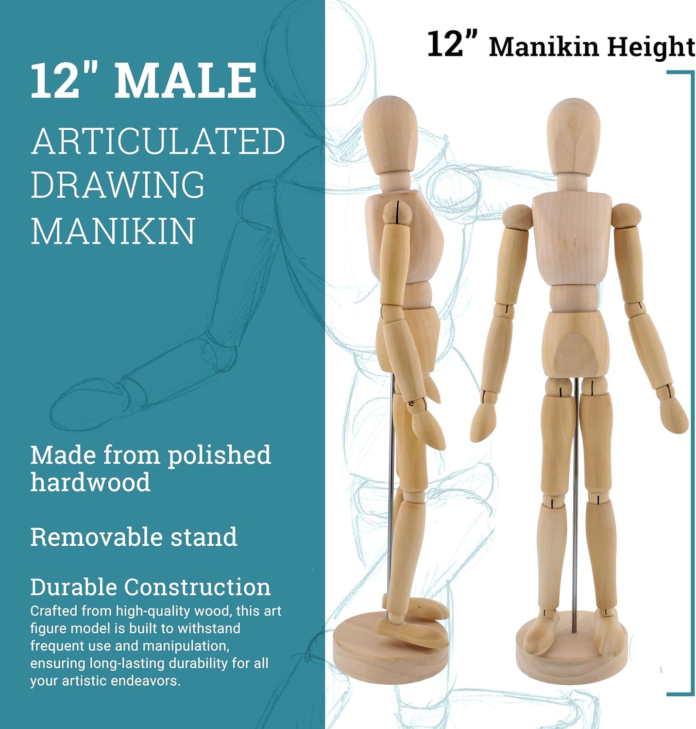 U.S Ar Suppl 12inc Woode Mal Maniki Posabl Figur fo Drawin ( Pack Articulate Mannequi wit Bas an Flexibl Bod fo Drawin Th Huma Figure