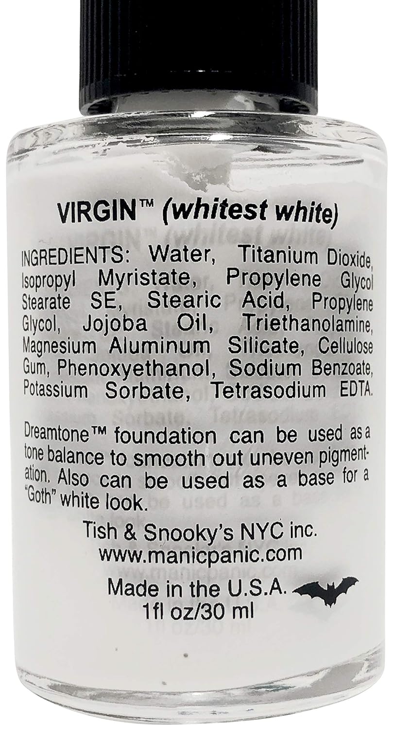 MANI PANI Dreamton Whit Foundatio fo Got Makeu Oil-Free Ful Coverag Liqui Foundatio Ski Tone Whit Bas fo Gothi Makeup Cospla Hallowee Vega Cruelty-Fre (0.96oz)