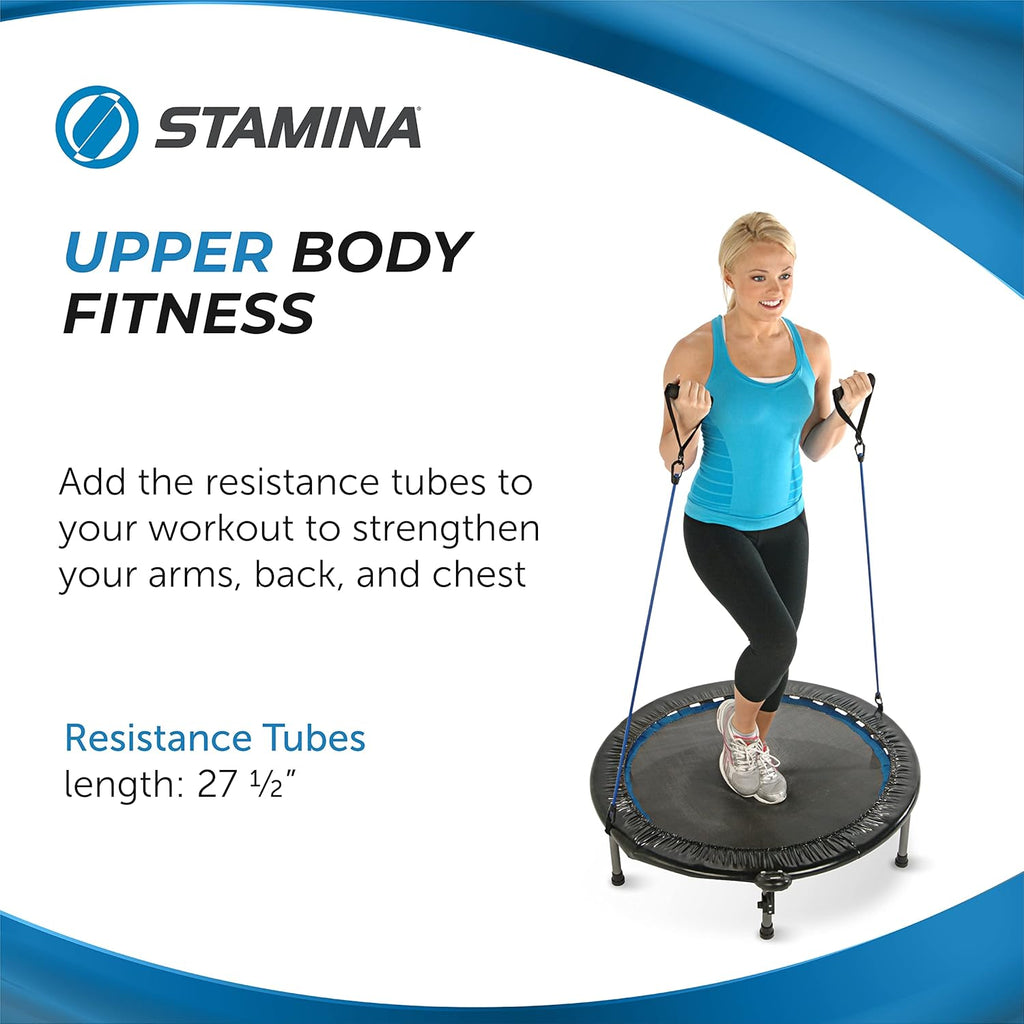 Stamina Folding Trampoline with Smart Workout App, Black - Portable Fitness Rebounder for Home Gym, Cardio Strength Training, Jumping Exercise Equipment