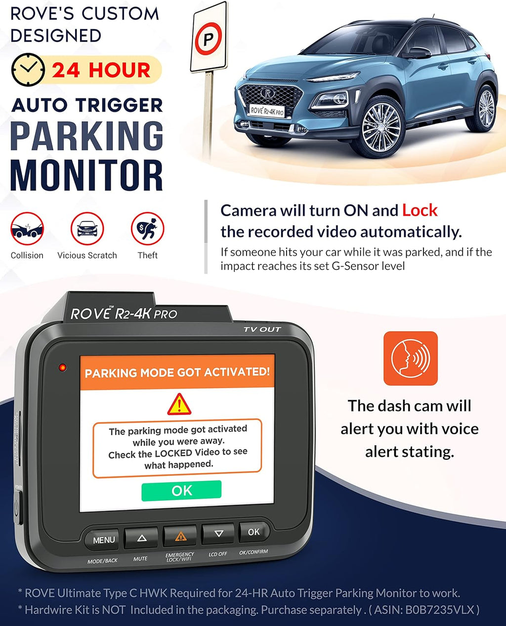 R2-4 PR Das Cam Built-i GPS 5 WiF Das Camer fo Cars 2160 UH 30fp Dashca wit APP 2.4inc IP Screen Nigh Vision WDR 150 Wid Angle 24-H Parkin Mode Support 512G Max
