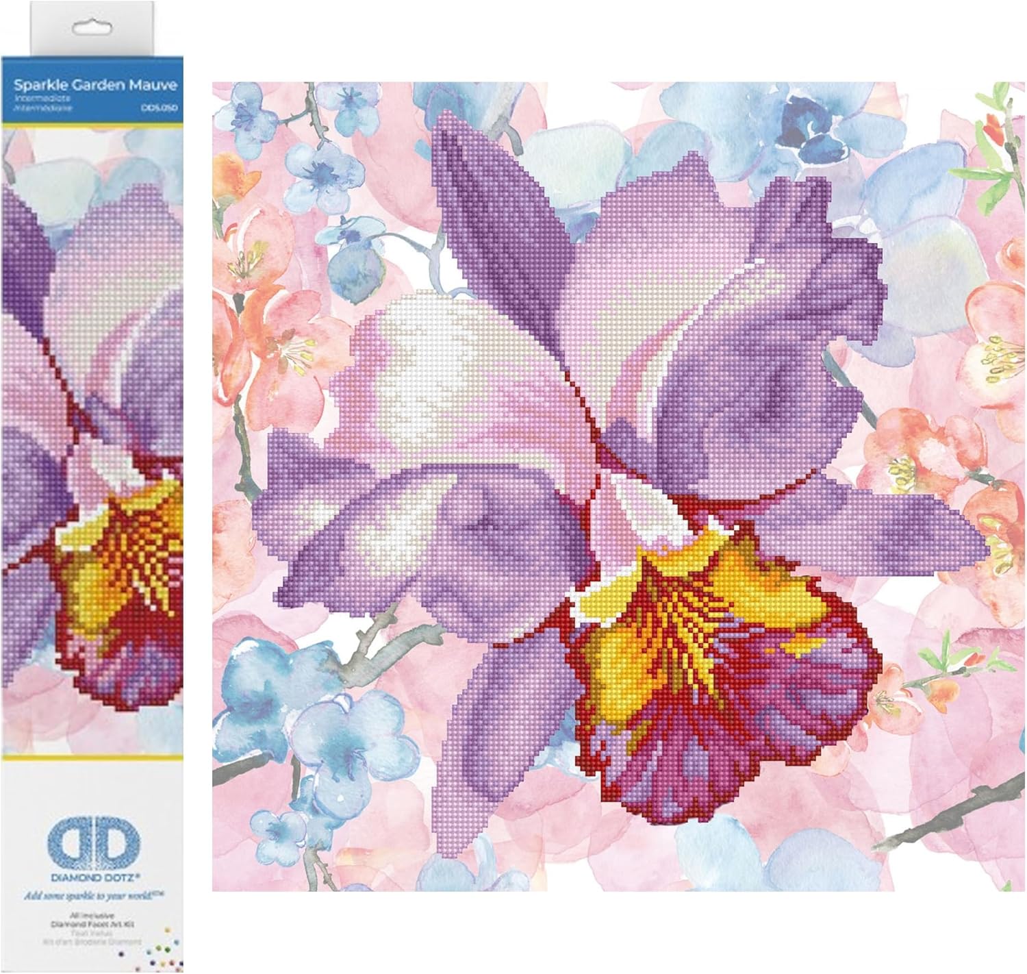 DIAMON DOT Sparkl Garde Mauv Flora Diamon Paintin Kit fo Adult Diamon Ar Kit Relaxin Creativ Craf Ki wit Dot Gem 12inchx12inch