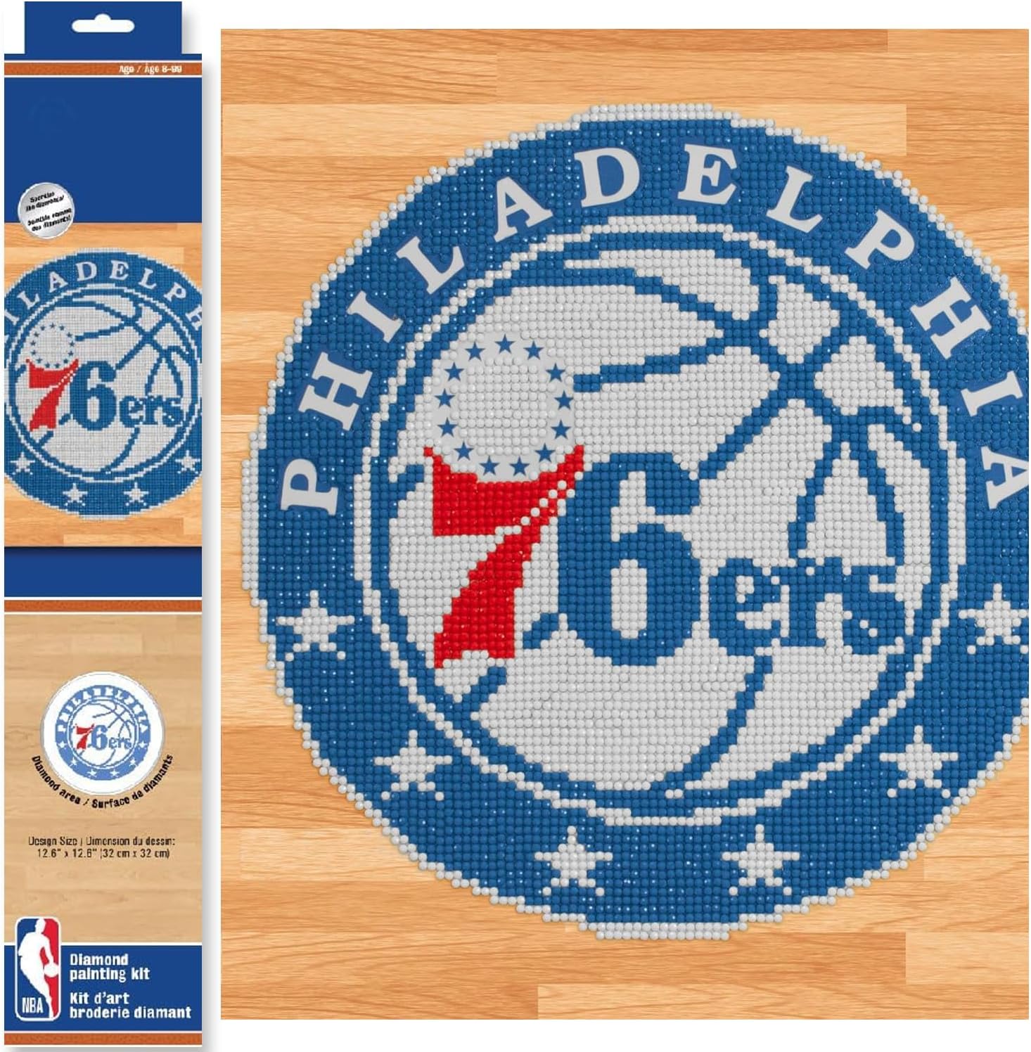 DIAMON DOT NB Philadelphi 76ers Basketbal Diamon Paintin Kit fo Adult Diamon Ar Kit Relaxin Creativ Craf Ki wit Dot Gem 12.6inchx12.6inch