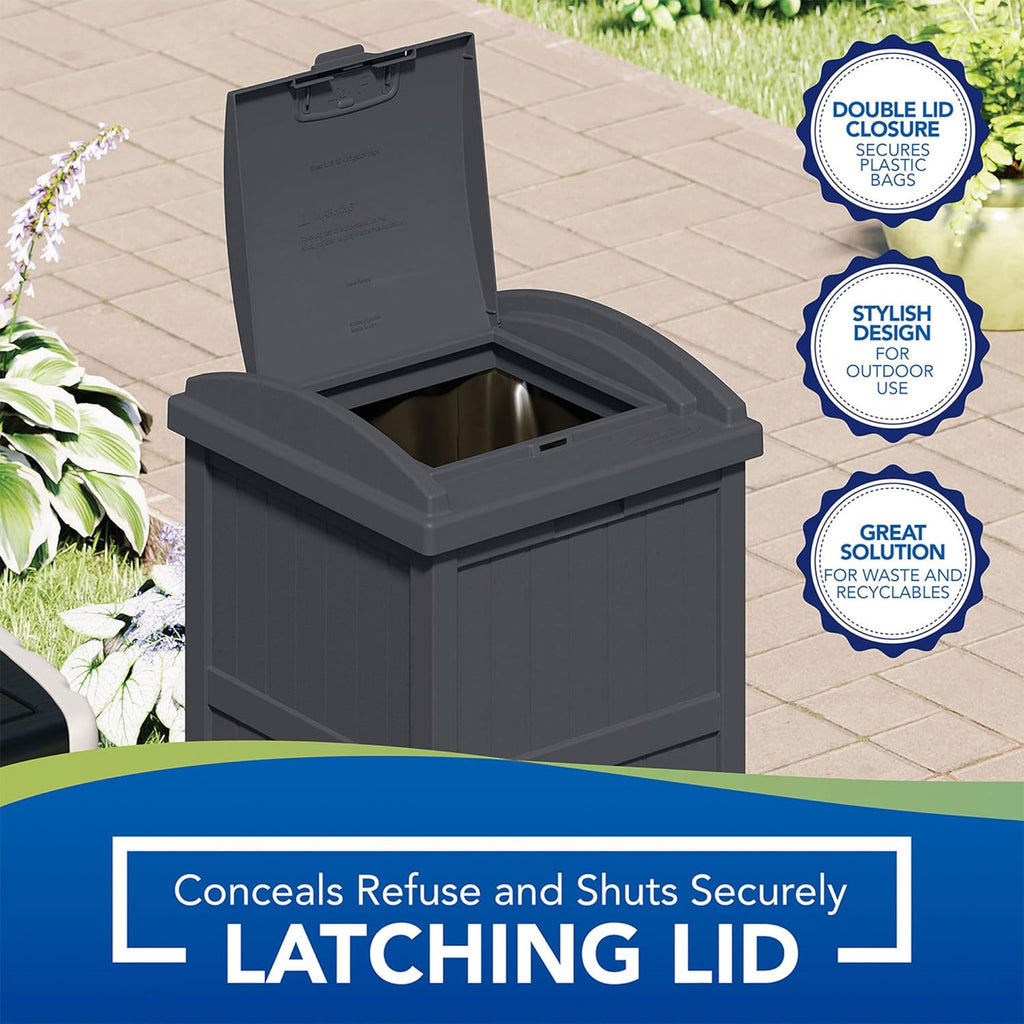 4 Pack Outdoor Waste Bin Trash Hideaway Container with Latching Lid, 33 Gallon Capacity