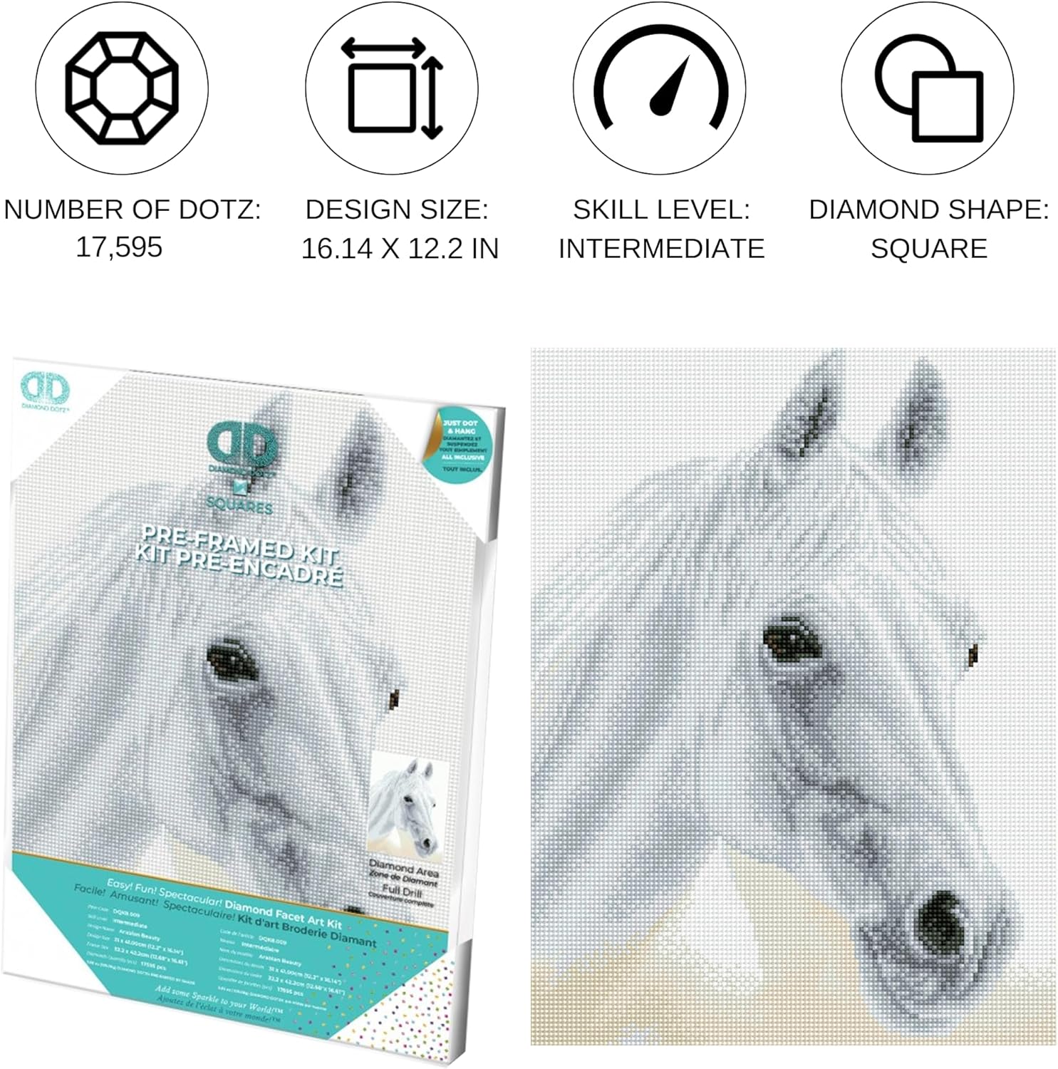 DIAMON DOT Arabia Beaut Hors Diamon Paintin Kit fo Adult Diamon Ar Kit Relaxin Creativ Craf Ki wit Dot Gem 12.2inchx16.1inch