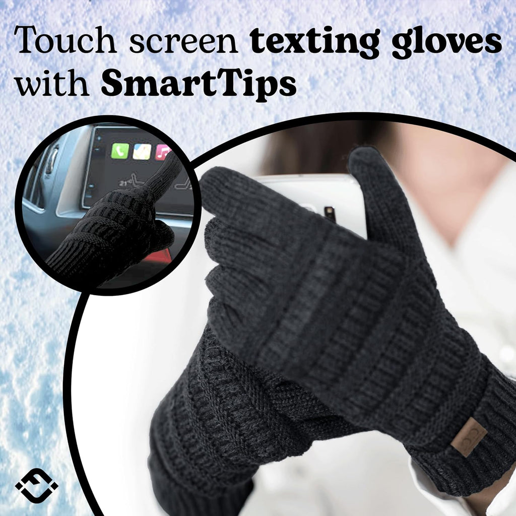 Funky Junque Womens Winter Gloves ¨C Cute Knit Fleece Lined Touchscreen Texting Gloves for Women, Teen Girls Accessories