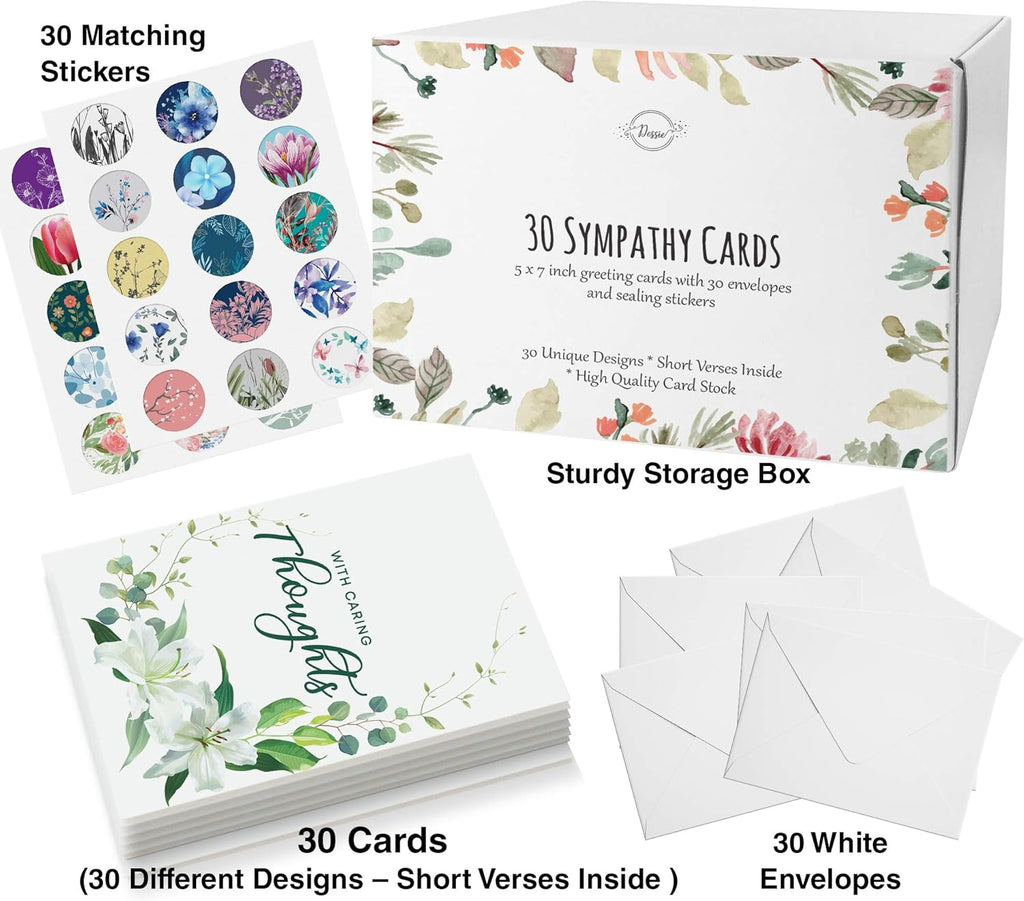 Dessi 3 Uniqu Sympath Card Wit Greeting Inside 3 Different Larg Greetin Card Wit Envelope an Matchin Sealin Stickers Include Sturd Storag Box.