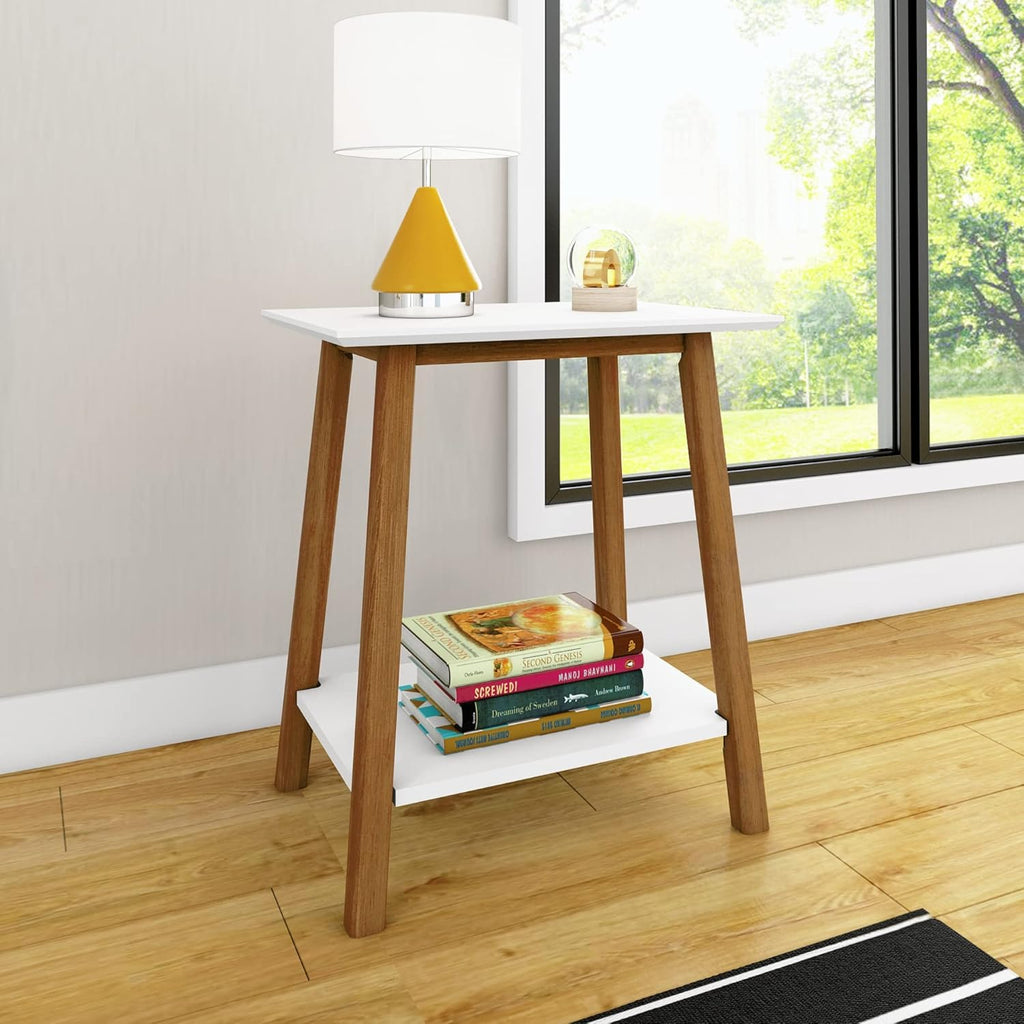 Max & Lily Nightstand, Mid-Century Modern Solid Wood Nightstand, Side Table Storage for Bedroom, Kids Bedside Table, Pecan