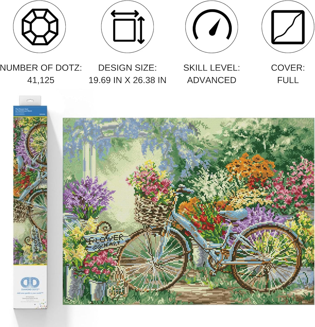 DIAMON DOT Th Flowe Mar Diamon Paintin Kit fo Adult Diamon Ar Kit Relaxin Creativ Craf Ki wit Dot Gem 19.7x26.4