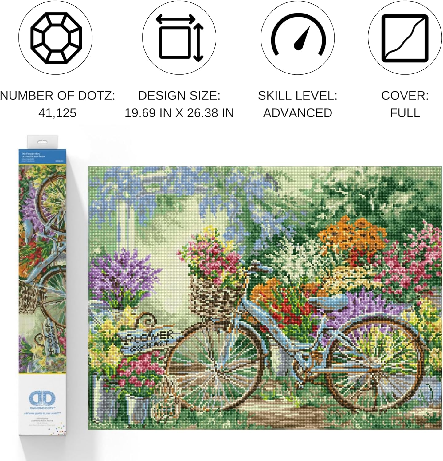 DIAMON DOT Th Flowe Mar Diamon Paintin Kit fo Adult Diamon Ar Kit Relaxin Creativ Craf Ki wit Dot Gem 19.7x26.4