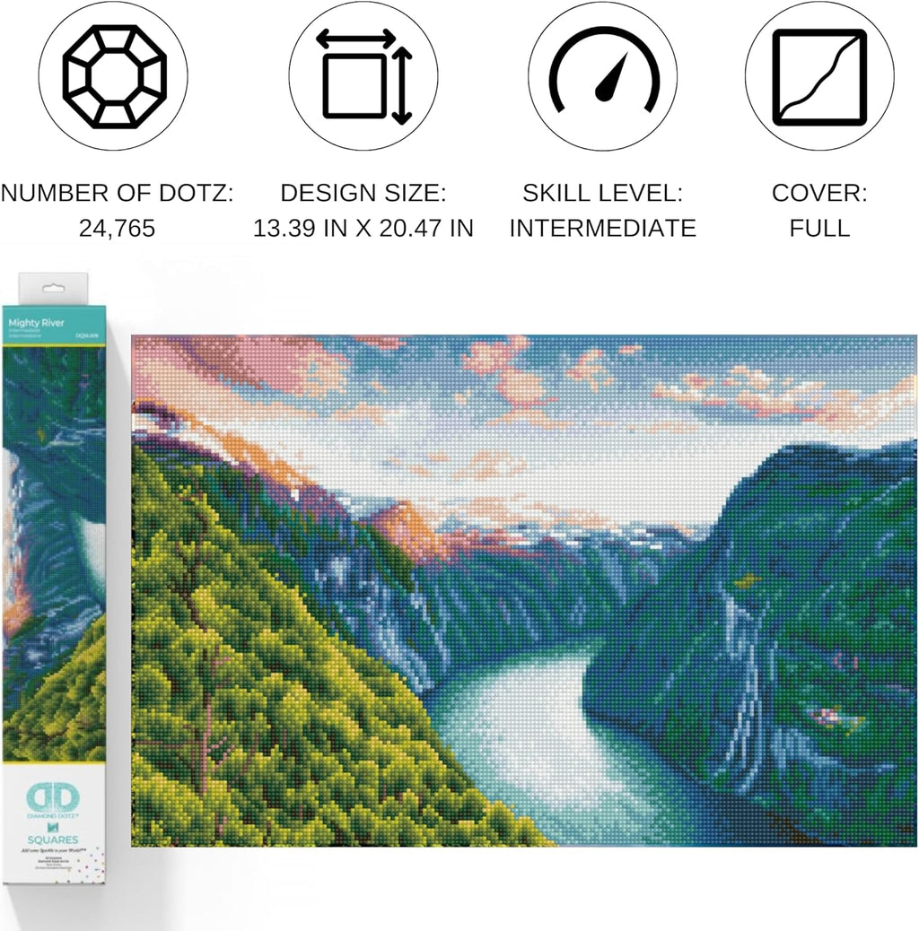 DIAMON DOT Might Rive Diamon Paintin Kit fo Adult Diamon Ar Kit Relaxin Creativ Craf Ki wit Dot Gem 13.4x20.5