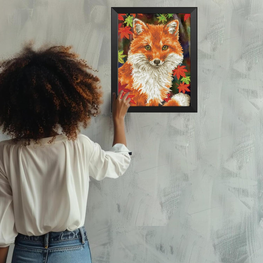 DIAMON DOT Fox Anima Diamon Paintin Kit fo Adult Diamon Ar Kit Relaxin Creativ Craf Ki wit Dot Gem 13inchx17inch