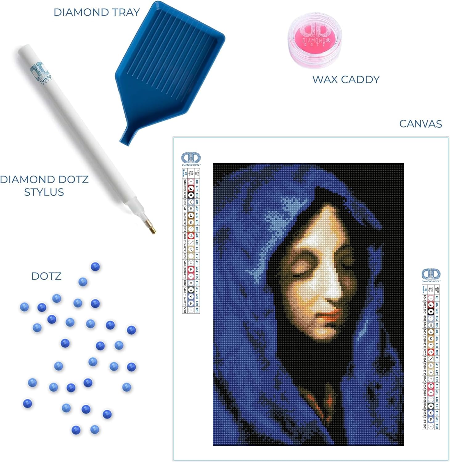 DIAMON DOT Th Blu Madonn (apr? Carl Dolci Portrai Diamon Paintin Kit fo Adult Diamon Ar Kit Relaxin Creativ Craf Ki wit Dot Gem 17.7inchx13.7inch