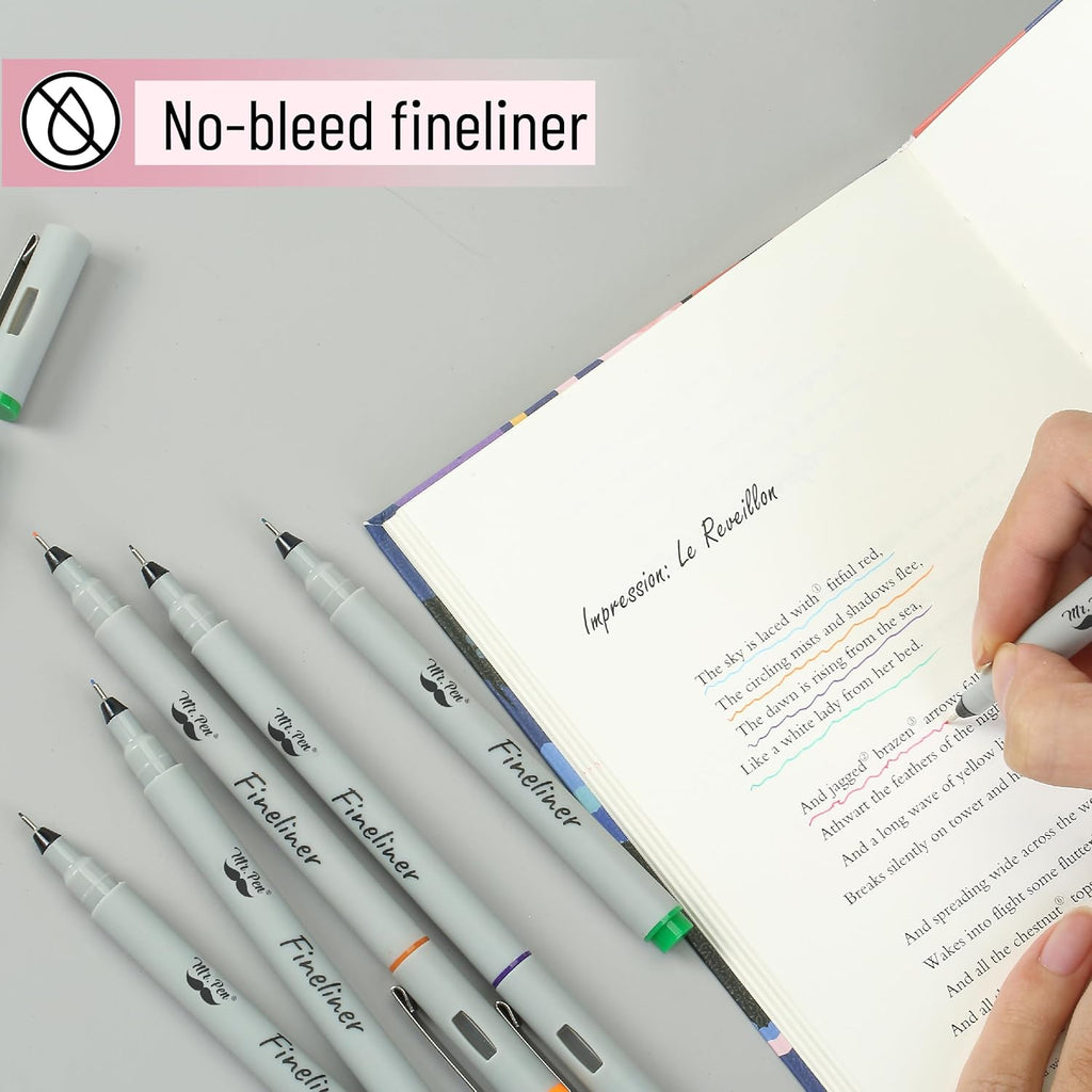 Fineline Pens 0. mm Pack Ultr Fine N Bleed Bibl Pens Assorte Colors Ar Pen Fin Point