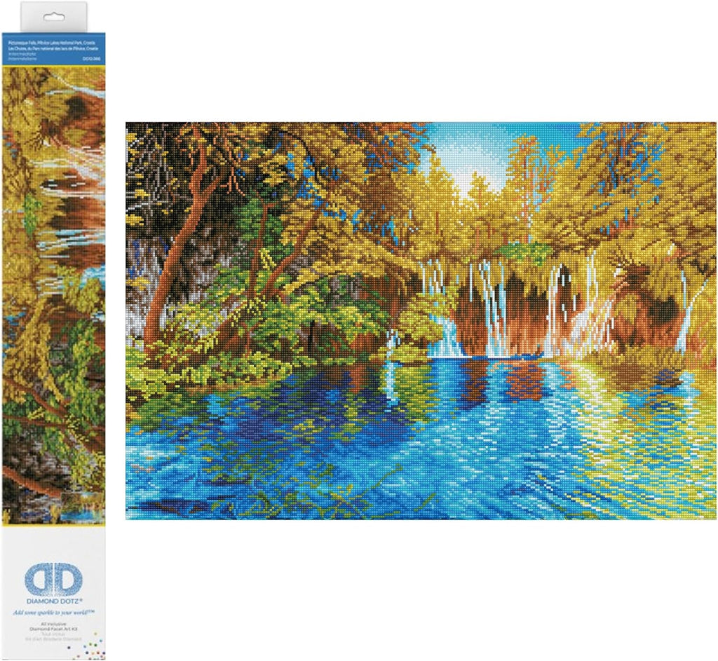 DIAMON DOT Picturesqu Fall Plitvic Lake Nationa Par Croati Landscap Diamon Paintin Kit fo Adult Diamon Ar Kit Relaxin Creativ Craf Ki wit Dot Gem 19.7inchx29.5inch