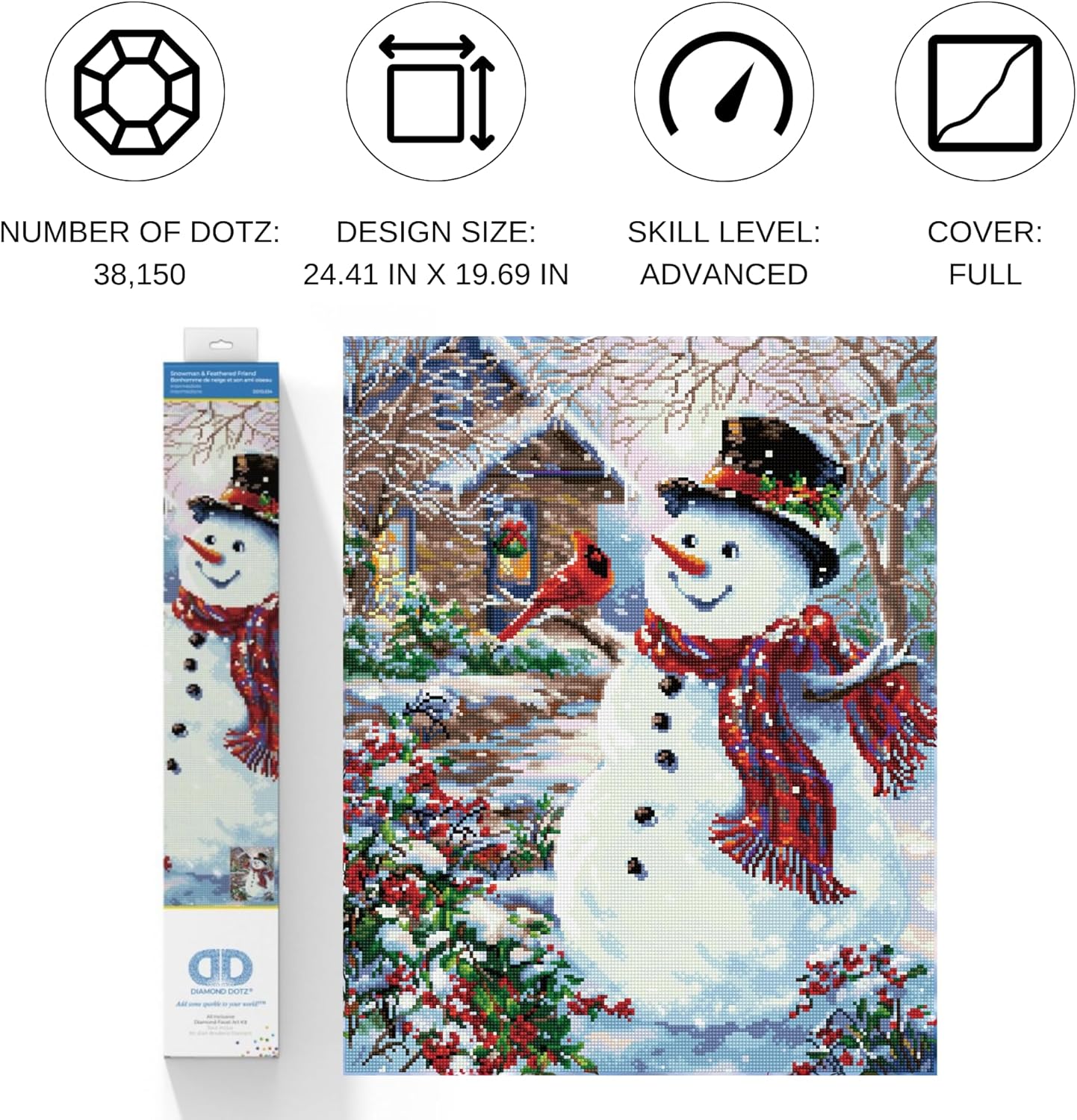 DIAMON DOT Kit Snowma Feathere Friend Ful Drill Roun Dotz Diamon Paintin Kits Diamon Ar Kit fo Adults Ge Art Diamon Art Kits 24.4inchx19.7inch