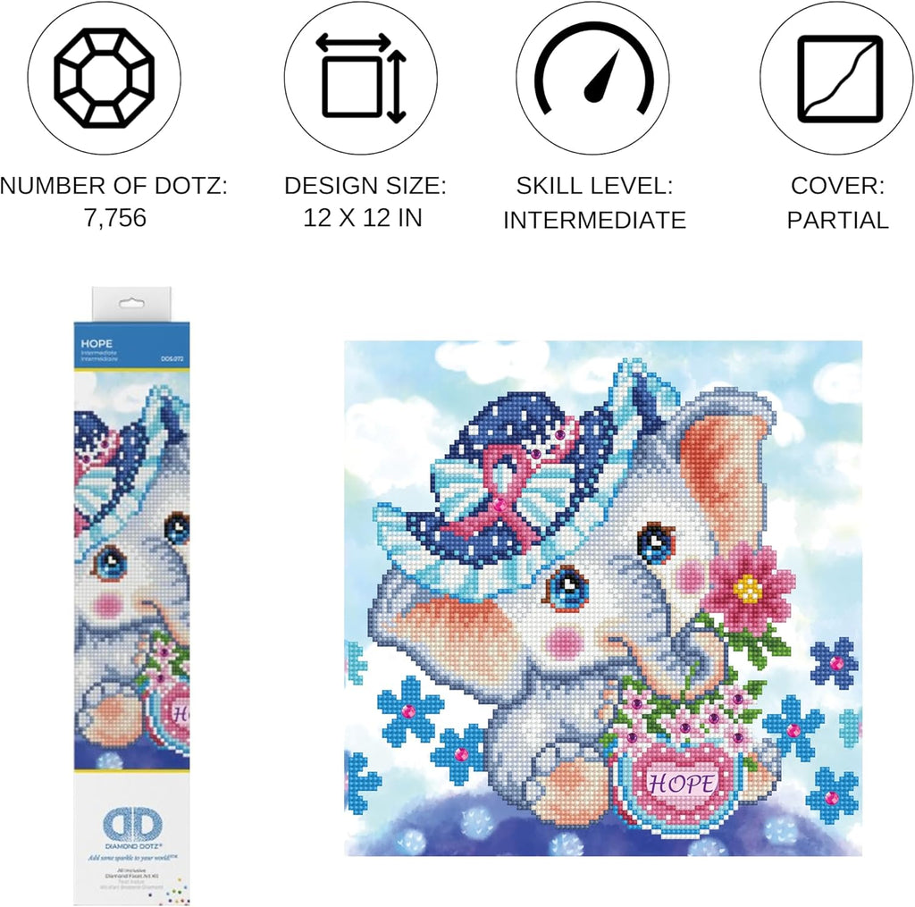 DIAMON DOT Hop Elephan Diamon Paintin Kit fo Adult Diamon Ar Kit Relaxin Creativ Craf Ki wit Dot Gem 12inchx12inch