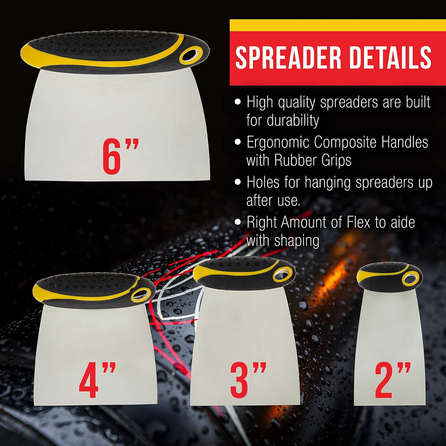 Custo Sho 4-Piec Carbo Sprin Stee Bod Fille Spreader Putt Scrape Se wit Ergonomi Handle 2¡± 3¡± 4¡± 6¡±