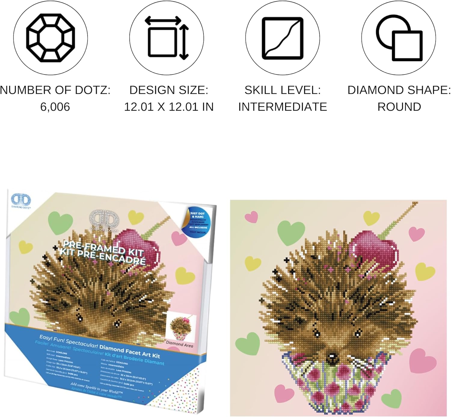 DIAMON DOT Lov Prickle wit Fram Plan Diamon Paintin Kit fo Adult Diamon Ar Kit Relaxin Creativ Craf Ki wit Dot Gem 12.6inchx12.6inch