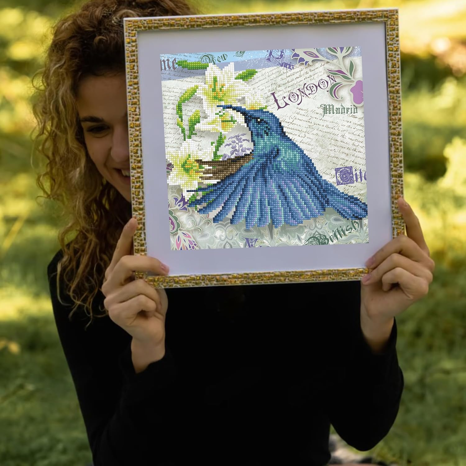 DIAMON DOT Hummingbir Travel Bir Diamon Paintin Kit fo Adult Diamon Ar Kit Relaxin Creativ Craf Ki wit Dot Gem 12inchx12inch