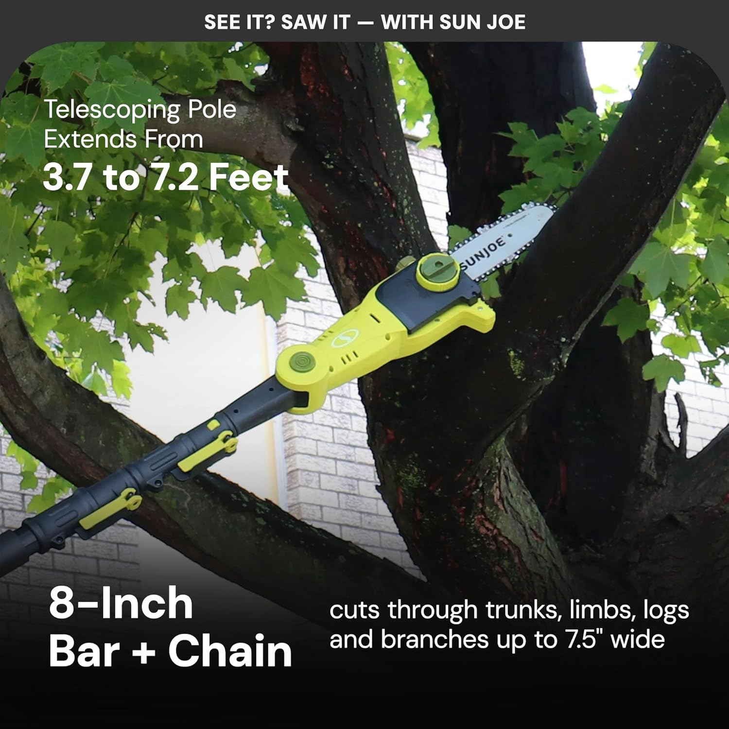 Su Jo Cordles Pol Chainsa Machine Electri Telescopin Trimmer Extendabl U t 7. F Heavy-Dut Trimmin Equipmen fo Tre Trunks Limbs Logs Brush an Branches 24V-PS8-LTE