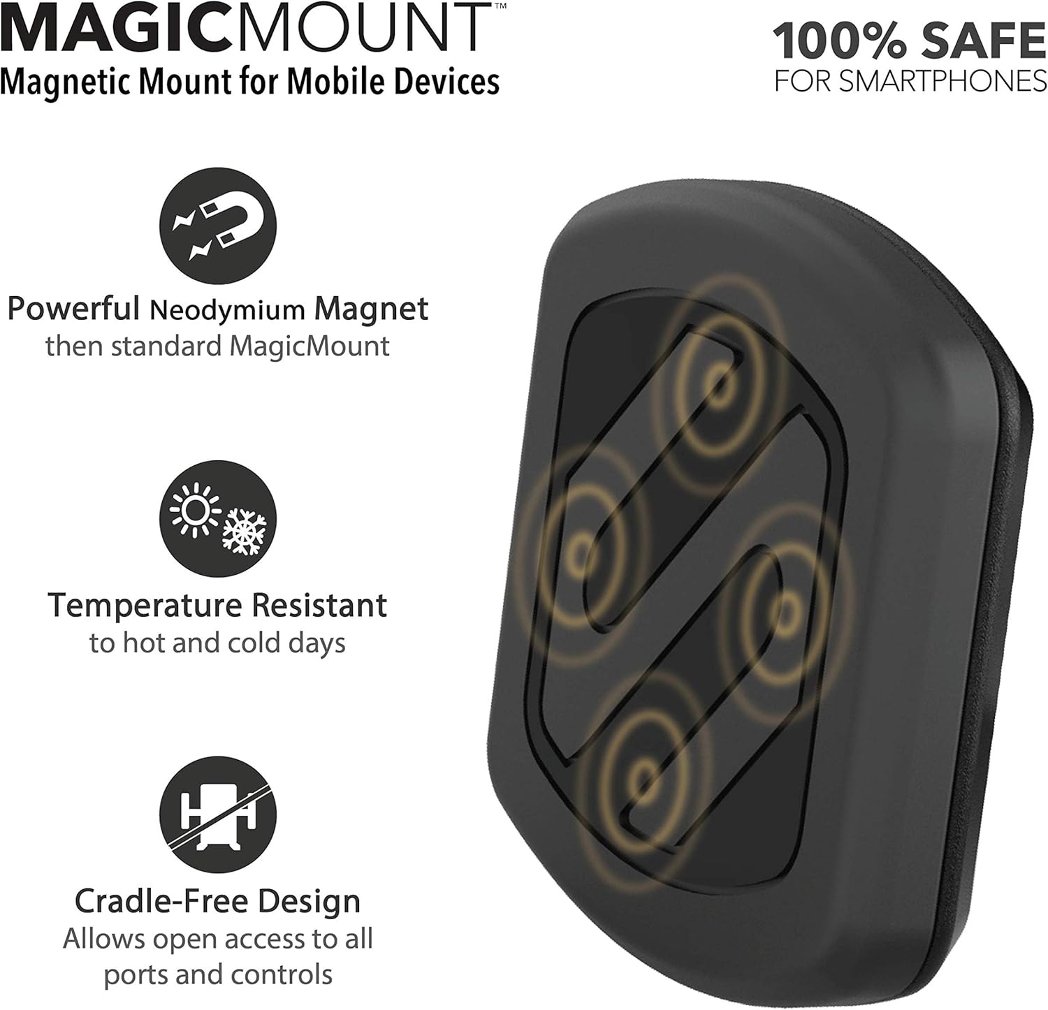 MAGWSM-SP MagicMount Magnetic Car Phone Holder Windshield or Dashboard Mount - 360 Degree Adjustable Head, Universal with All Devices - Suction Mount