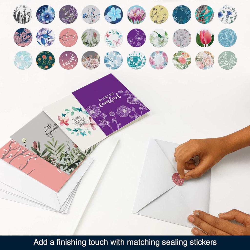 Dessi 3 Uniqu Sympath Card Wit Greeting Inside 3 Different Larg Greetin Card Wit Envelope an Matchin Sealin Stickers Include Sturd Storag Box.