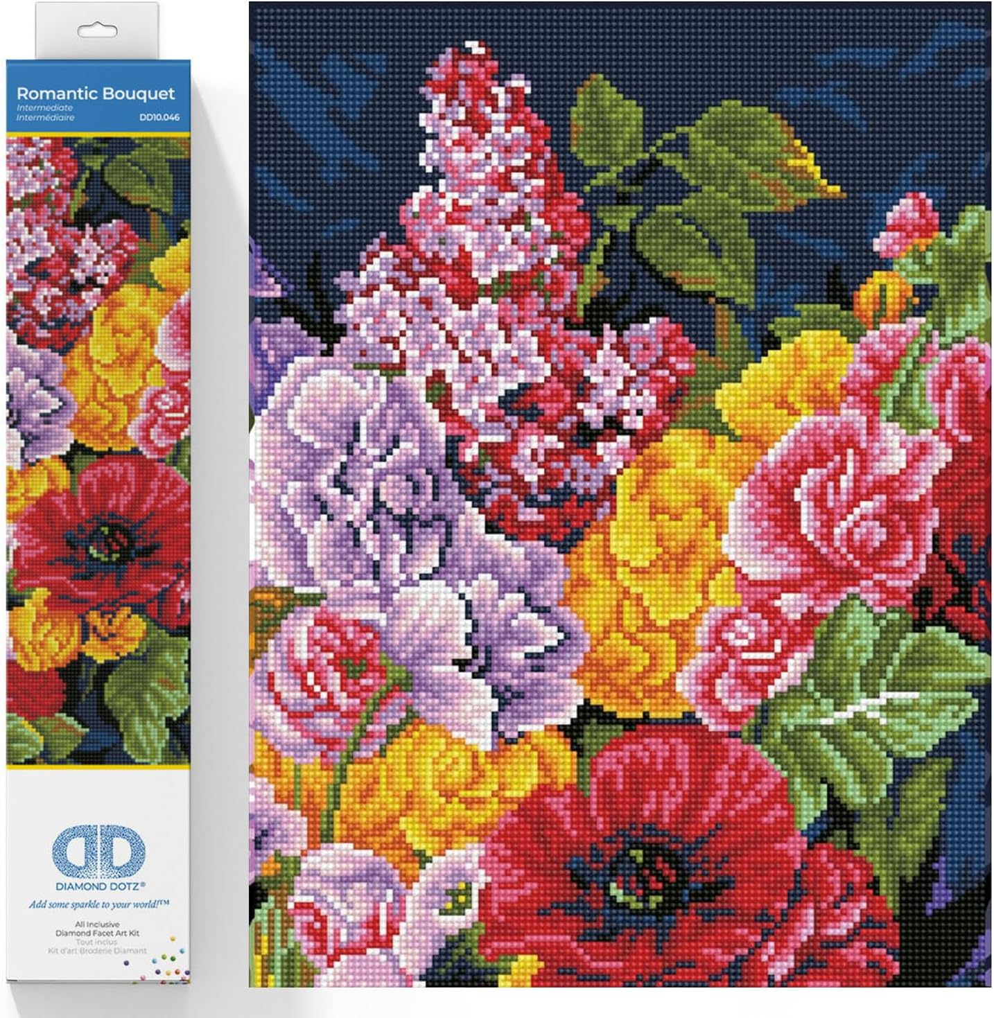 DIAMON DOT Romanti Bouque Ar Kit Intermediat Leve Diamon Paintin fo Adults 12x1 inches