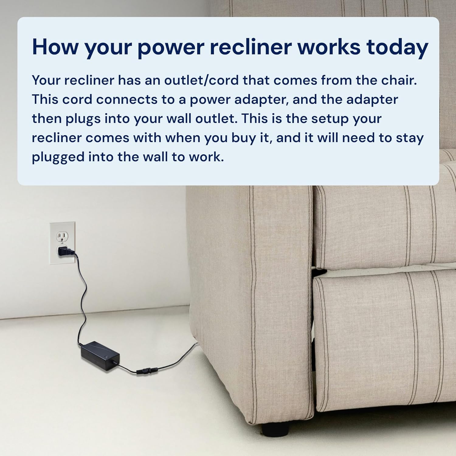 The Blue Cactus Company Battery Pack for Reclining Furniture - 2500mAh, 2-Pin Connector - LCD Display for Recliner Chair - Portable Power Supply - Cord-Free Floors