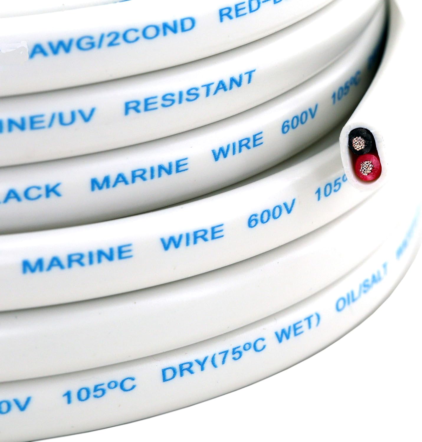 GS Power 100 Ft Duplex Marine Wire, 18 Gauge Wire, Oxygen-Free Tinned Copper 18 AWG Electrical Boat Wiring, Sheathed Copper Marine Grade Electrical Cable for Boat Automotive RV Camper Trailer