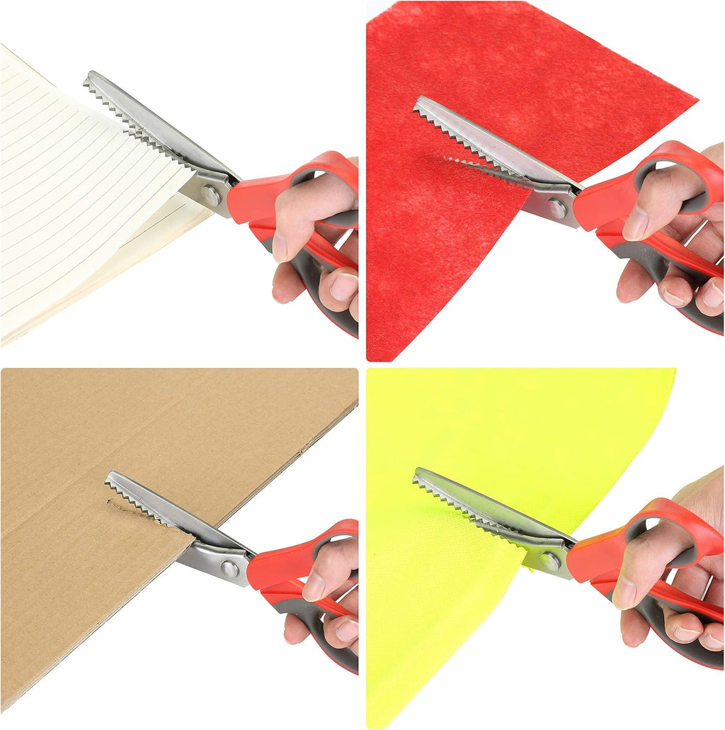 Pinkin Shear Comfor Grip Craft Zi Za Cu Sewin Scissors Scallope Scissor fo Fabric Professiona Handhel Dressmaking Suitabl fo Man Kind o Fabric an Paper