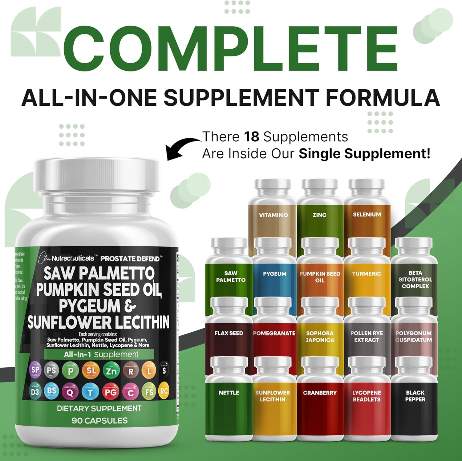 Clea Nutraceutical Sa Palmett Pumpki See Oi Pygeu Sunflowe Lecithi Stingin Nettl Cranberr Prostat Supplement fo Me wit Lycopen 9 Caps