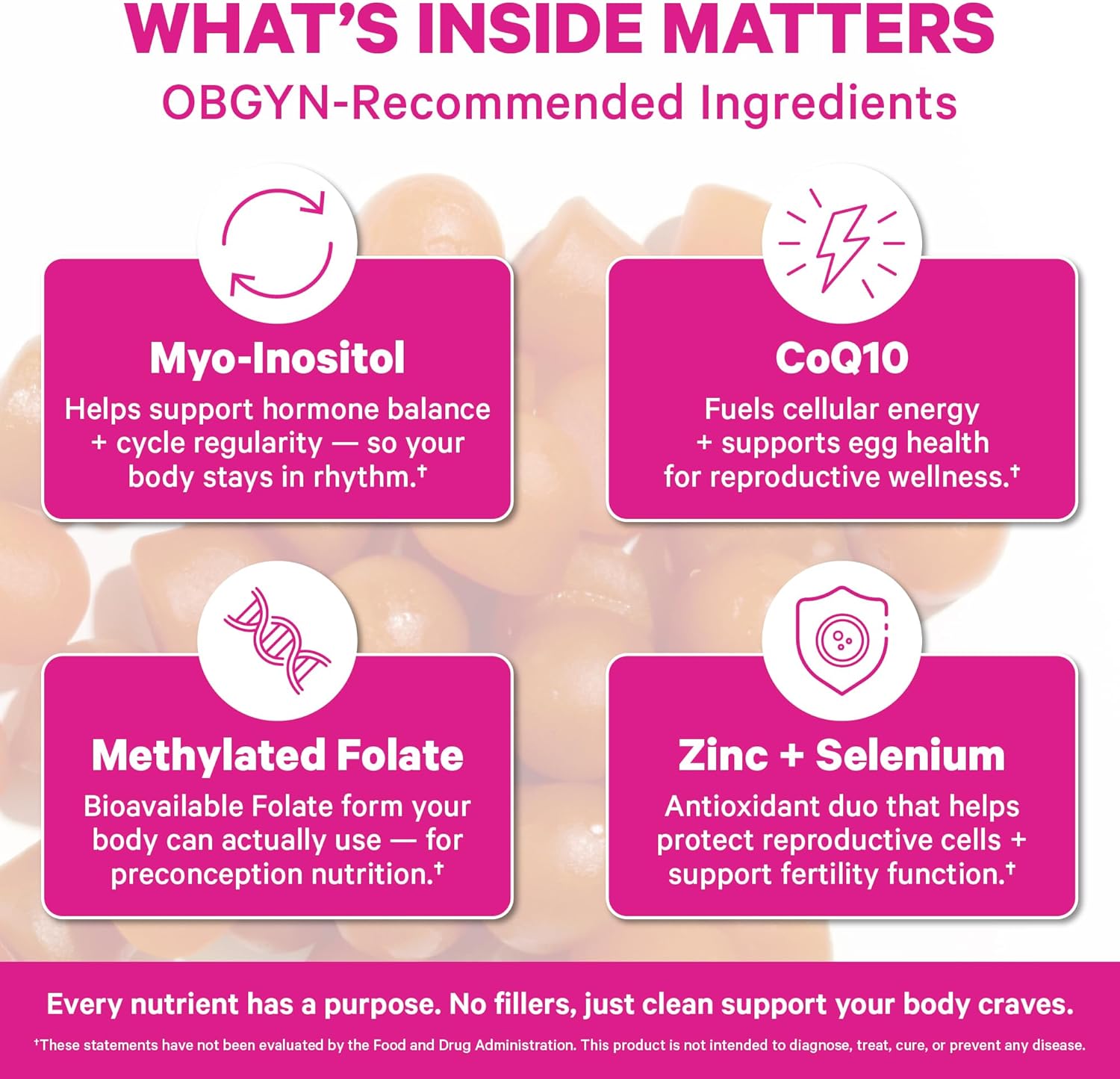 Pin Stor Premiu Fertilit Gummie Fertilit Supplement fo Wome wit CoQ10 Myo-Inosito Prenata Vitamin Conceptio Suppor Hormon Balanc fo Women Ovaria Car 6 Gummies
