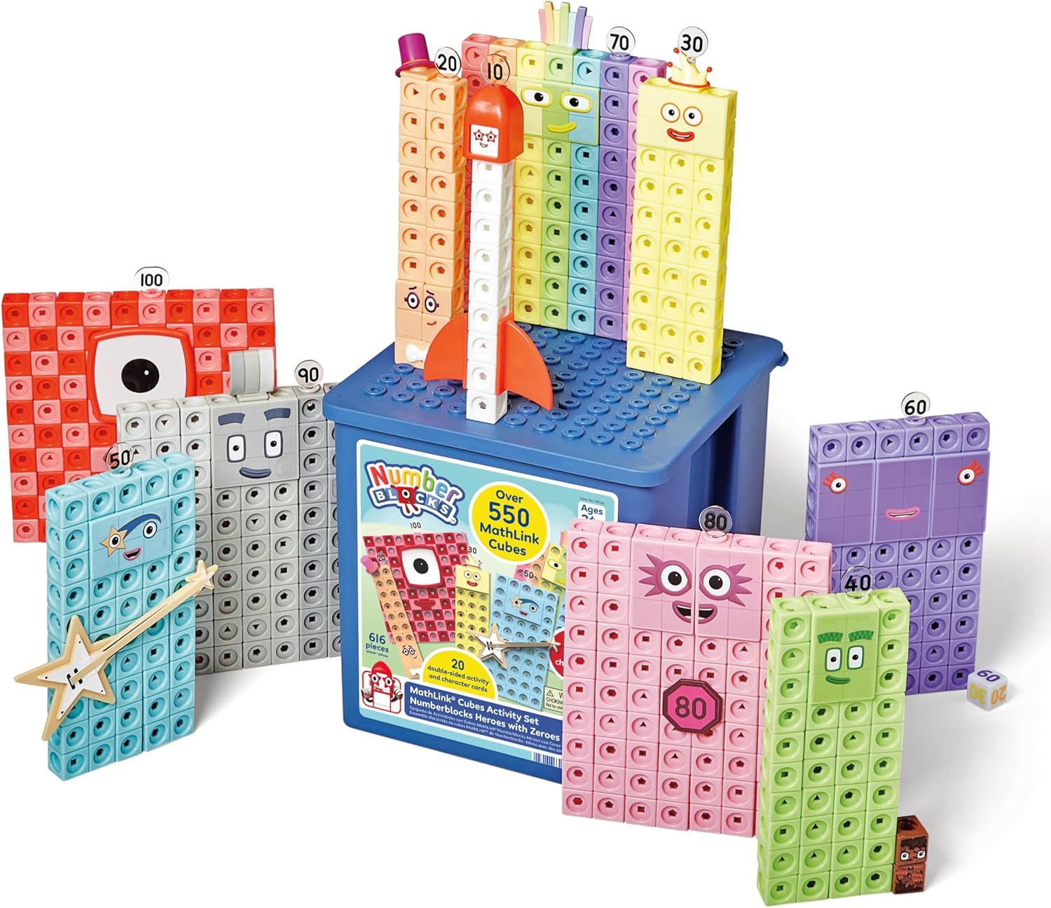 hand2min Numberblock Heroe wit Zeroe MathLin Cube Activit Set Preschoo Learnin Activities Mat Manipulative Kindergarten Countin Blocks Numbe Linkin Cubes Kid Educationa Toys
