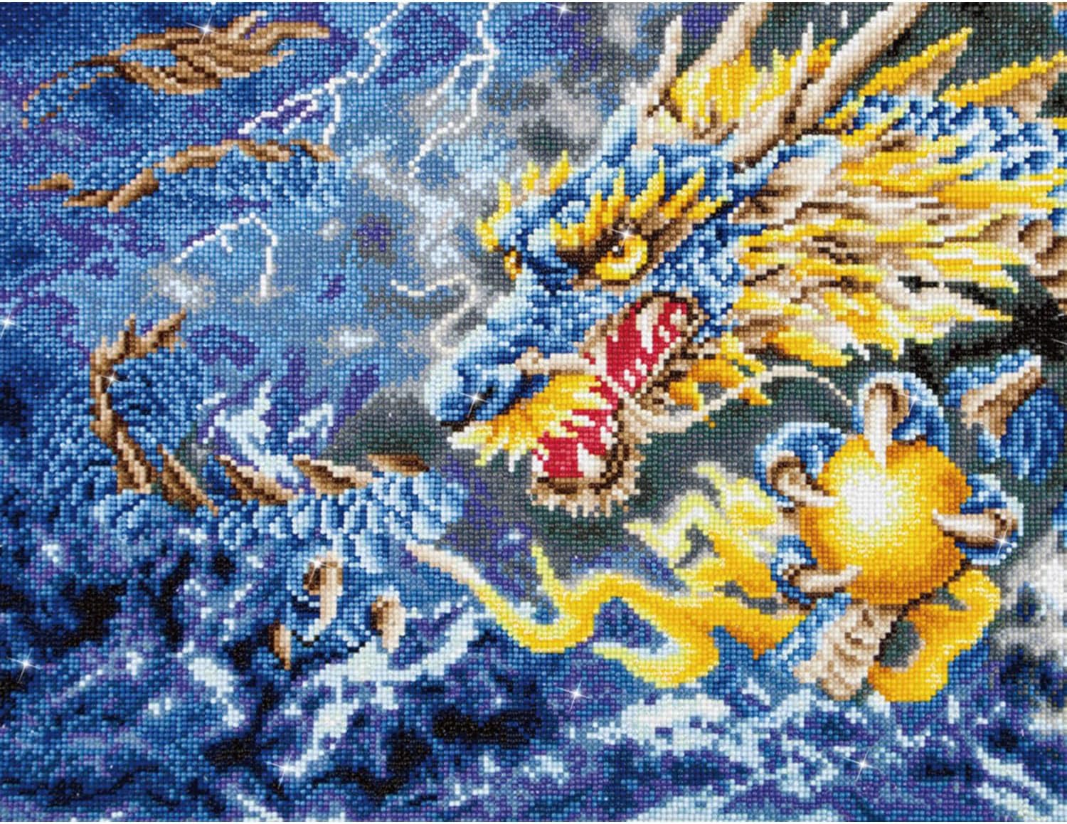 DIAMON DOT Mythica Drago Diamon Paintin Kit fo Adult Diamon Ar Kit Relaxin Creativ Craf Ki wit Dot Gem 18.5x26.7